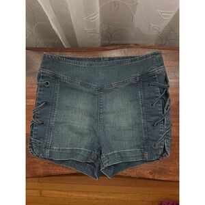 Free People lace-up denim jean‎ shorts